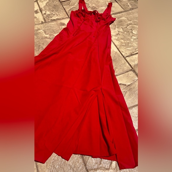 Red Ruched Spaghetti Strap Sundress - Picture 3 of 4